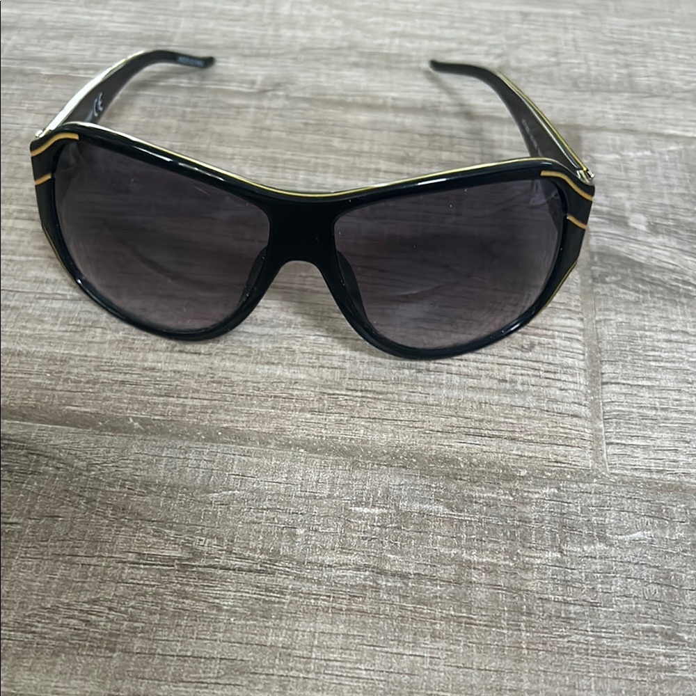 Black Sunglasses with Gold Accents